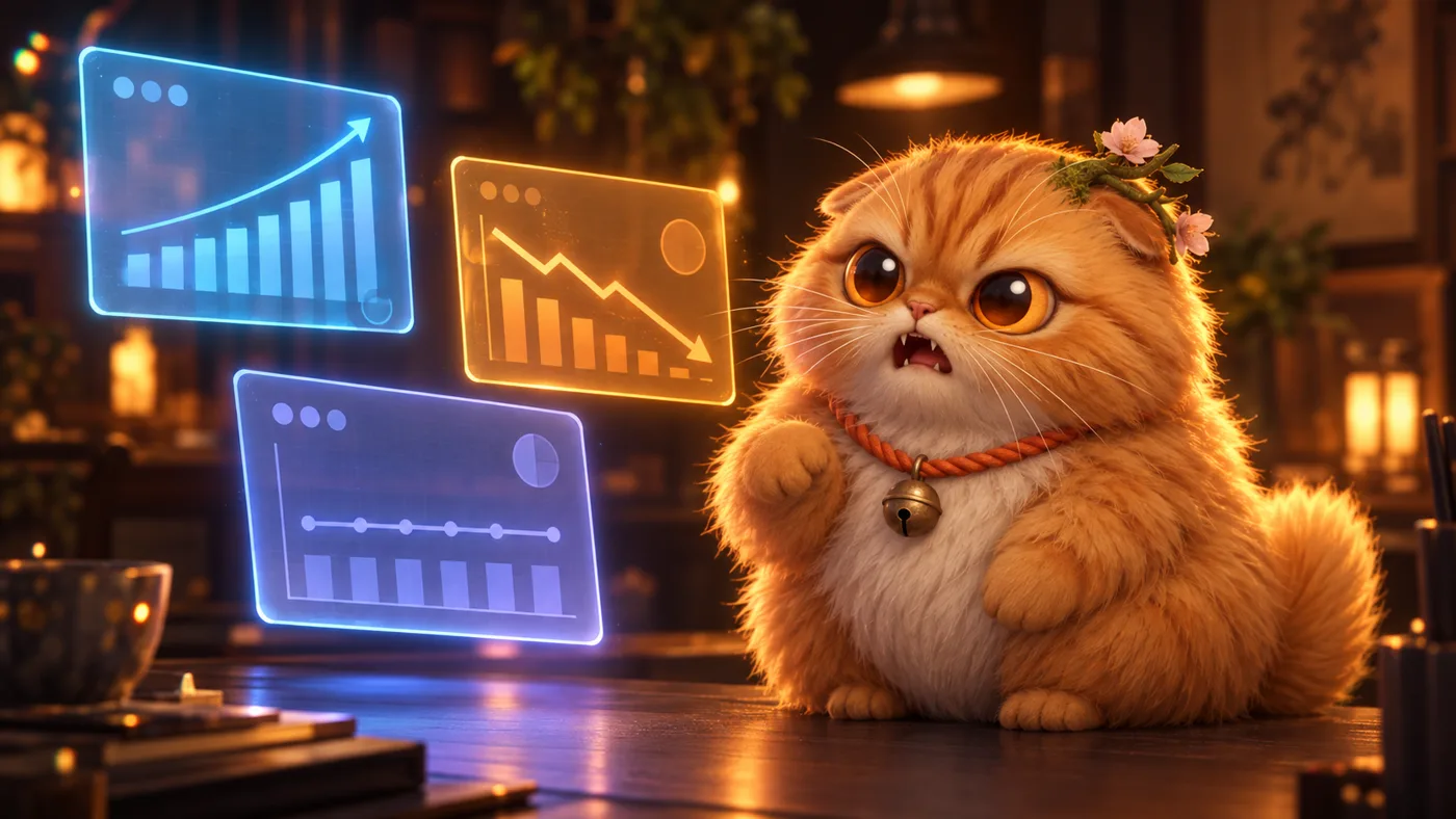 Miruto hisses at three dashboards that show different numbers